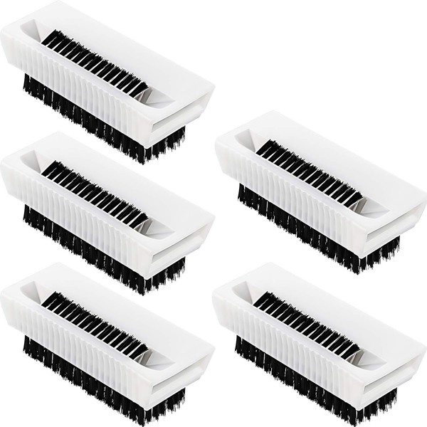 5 Pieces Hand Scrub Brushes for Cleaning Fingernail Nail Brush Stiff for Men Non Disposable Scrub Brush Heavy Duty Plastic Cleaning Brushes for Hands Nail Cleaning (White and Black)