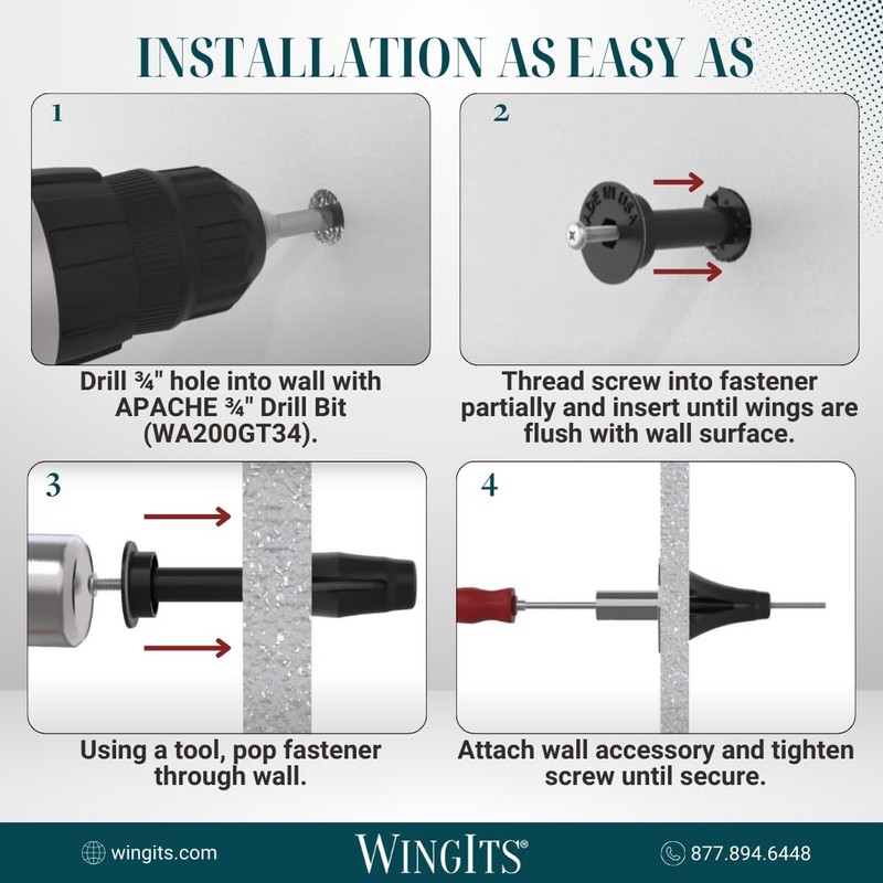 WingIts RC-MAW35-2 Master Anchor for Drywall Size, Stainless Steel, 2