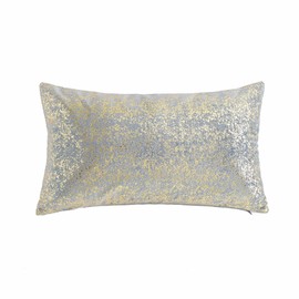 Deeprove 12 x 20 Throw Pillow Cover, Both Sides Metallic Sparkle Gold Foil Print, Decor Soft Velvet Hidden Zipper Closure Accent Pillow Cushion Case for Sofa, Lumbar, Rectangle 1 Pack, Greyish Blue