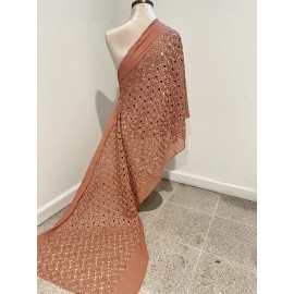 wowfabric4less123 DARK PEACH  Embroidered  Chiffon Scarf Shawl  68x22 Wide