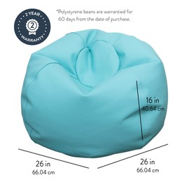 Children's Factory 26" Round Bean Bag, Bean Bag Chair with Water-Resistant Cover for Kids, Flexible Seating for Classroom Elementary, Easy to Clean, Aqua