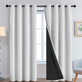 Yakamok - Cortinas 100 opacas de 84 pulgadas de largo, 2 capas gruesas de bloqueo de calor y luz completa, cortinas de aislamiento térmico suave para