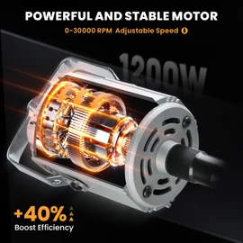 1200W Flex Shaft Grinder, 30000RPM Variable Speed Flex Shaft Rotary Tool Kit, 0-1/4" Universal Chuck Hanging Multi-function tool with 46PCS Accessories for Polishing, Carving, Silver, Wood, Creating