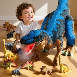 WOANZZ 24" Dinosaur Toys for Kids 3-5 5-7, Big Dinosaurs Tyrannosaurus Rex Figure Toys Storage for 10+ Dinos, Large Dinosaur Figures T-Rex Jumbo Dinosaur Gift for Boys 3-6, Blue