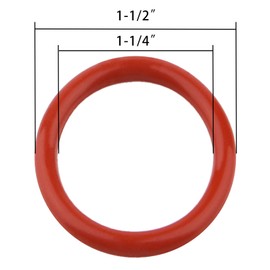DERNORD Silicone O-Ring,1-1/4" ID, 1-1/2" OD, 1/8" Width, 70A Durometer, Red (Pack of 10)