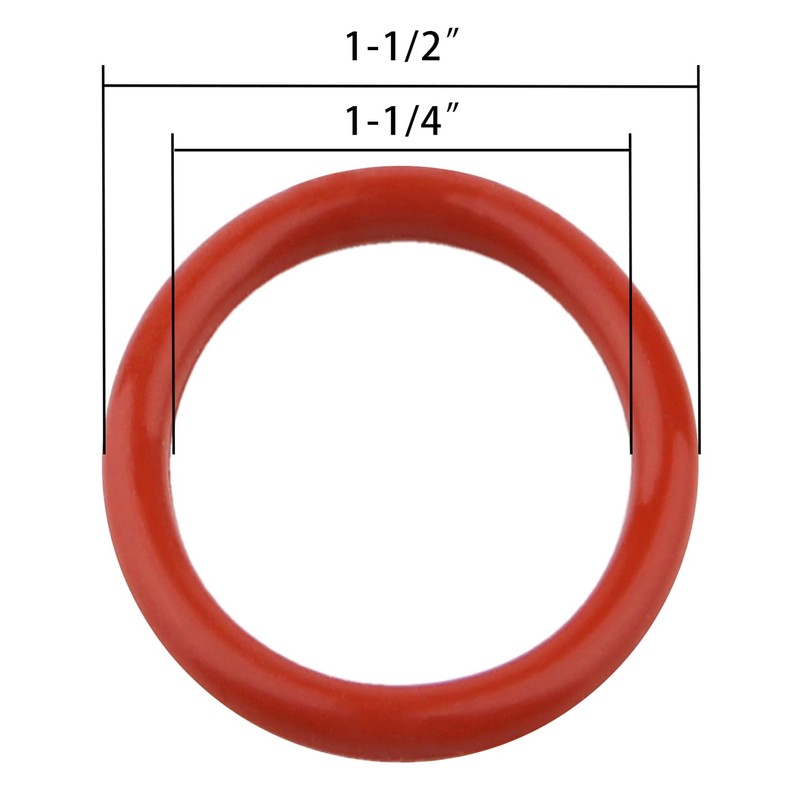 DERNORD Silicone O-Ring,1-1/4" ID, 1-1/2" OD, 1/8" Width, 70A Durometer,