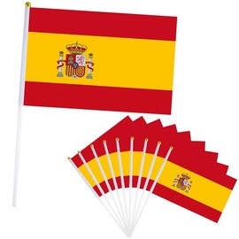 10Pcs Spain Stick Flag for Oly Decorations 2024,Hand Held Spain,España Small Flags,14x21cm Mini Handheld Flags Oly Games Themed Decoration for Garden,Bar,Party And Street Oly 2024