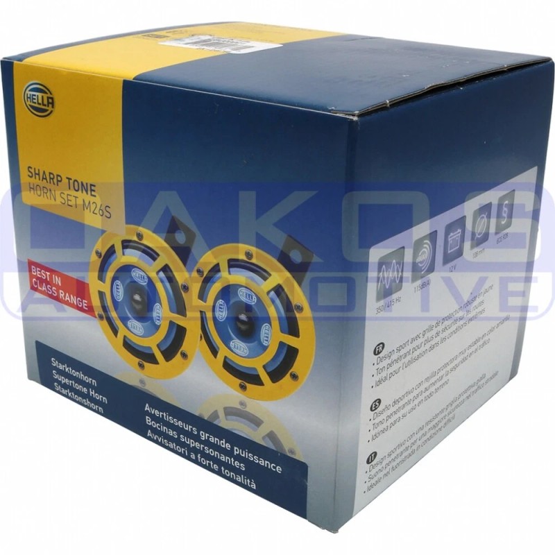Hella Sharptone Horn Kit (Yellow) 12V 415/350Hz Yellow H31000001