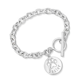Ross-Simons Plain - Sterling Silver Paw Print Cut-Out Charm Bracelet. 7 inches