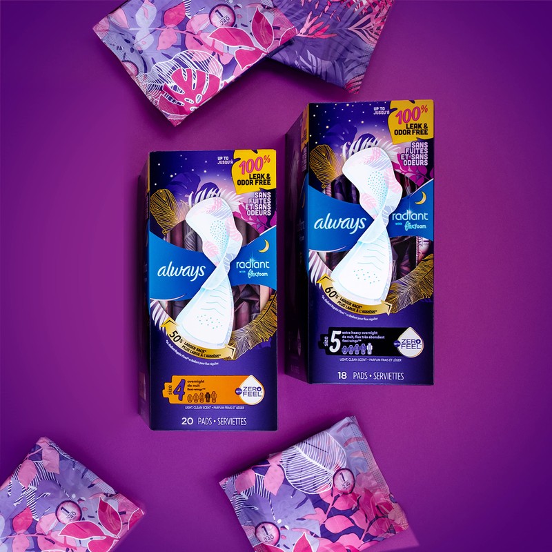 Always Radiant FlexFoam Pads for Women, Size , Extra Heavy