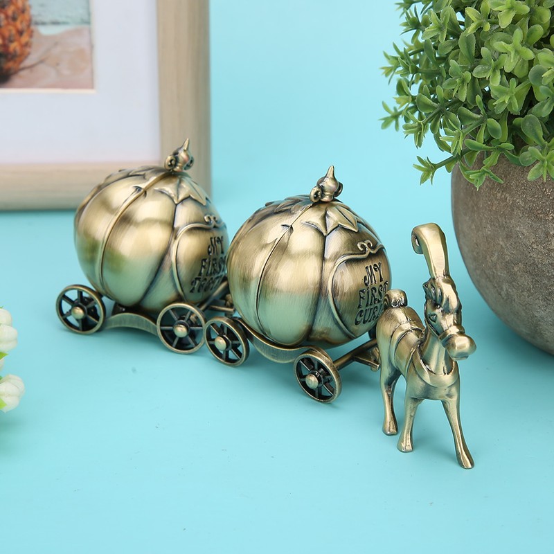 Tooth Collection Box Metal Pumpkin Carriage Shape Exquisite Vintage Craft