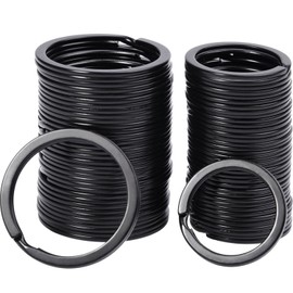 40 Pieces Flat Key Rings Key Rings Hoops Metal Split Rings Keyrings Keychain Ring Split Rings for Car Home Keys Attachment Dog Tags,1 and 1.25 Inch, Black