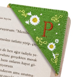 Zuihug Embroidered Corner Bookmark - DIY Custom Bookmarks with 26 Letters Felt Triangle Design - Embroidered and Handcrafted for Your Reading Pleasure (Summer, P)