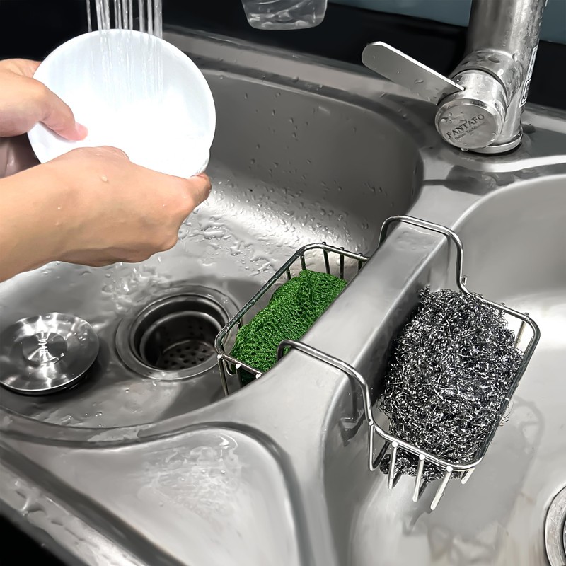 BuleVina Stainless Steel Sponge Holder for Kitchen Sink - Never