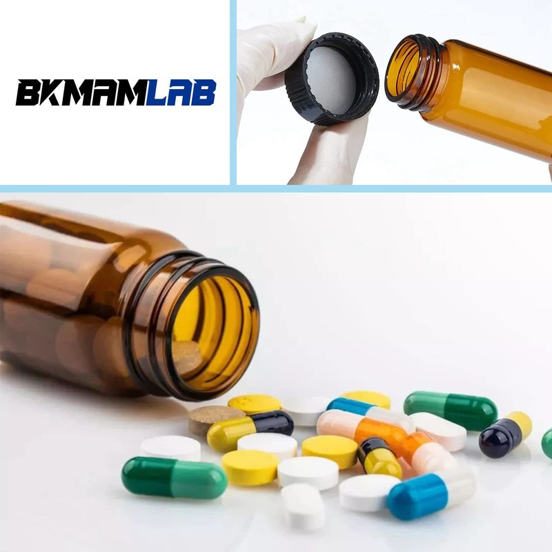 BKMAMLAB 4ml Amber Small Glass Vials 100pcs with Screw Caps(100pcs)…