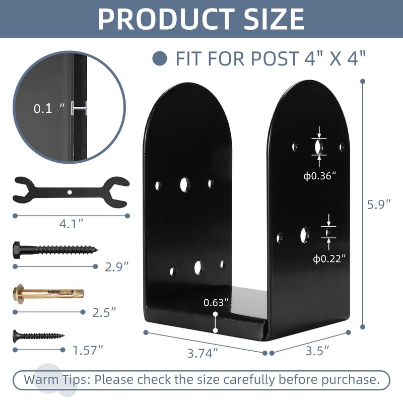 Rasugarlary 4"x 4" Post Base, 2Pcs Post Anchor Base (Internal