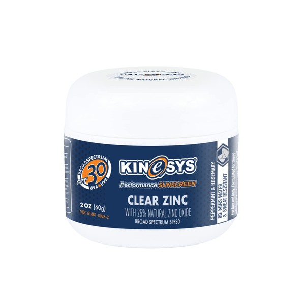 KINeSYS Reef Safe Natural Mineral Zinc Oxide Sunscreen, Rubs in Clear, SPF 30, Broad Spectrum UVA/UVB protection for Face and Body; Alcohol, PABA & Oxybenzone FREE, Peppermint & Rosemary Scent, 60 G