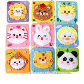 DIY Cartoon Animal Felt Craft Kit，Sewing Needle and Thread Painting,Toddler Arts and Crafts for Kids Preschool,Educational Toys Sewing Kit for Kids 3-12，Arts and Crafts Supplies for Kids，Girls Toys