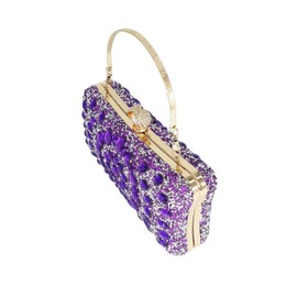 MAIRLOM Rhinestone Clutch Purses for Women Evening Wedding Formal - Pearl Clasp Handbag Crystal Gemstone Bag for Party Prom(Purple)