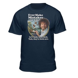 Bob Ross Make Mistakes Into Birds - Camiseta con licencia oficial, Azul marino/flor y brillo, XX-Large