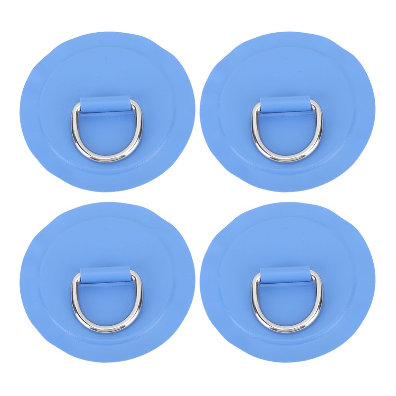 4PCS D Ring Patch PVC Round Shape Strong Stainless Steel