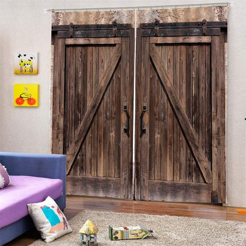 Yosooo Cortina de Ventana Estilo de Puerta de Madera Sala
