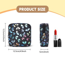 Cosmetic Bag, Small Cosmetic Bag Women's PU Leather for Travel Accessories, Makeup Bag, Toiletry Bag, Wash Bag with Butterfly Motif, Multifunctional Mini Makeup Bag, Purse Women, Rose-small butterfly