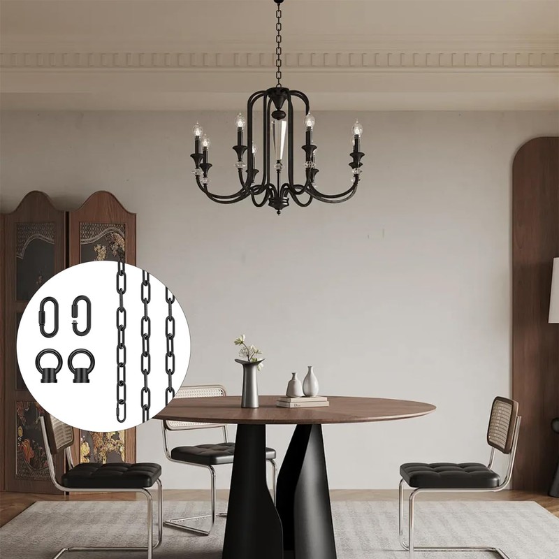 garini 20 Feet Industrial Black Light Fixture Chain, Adjustable Extension