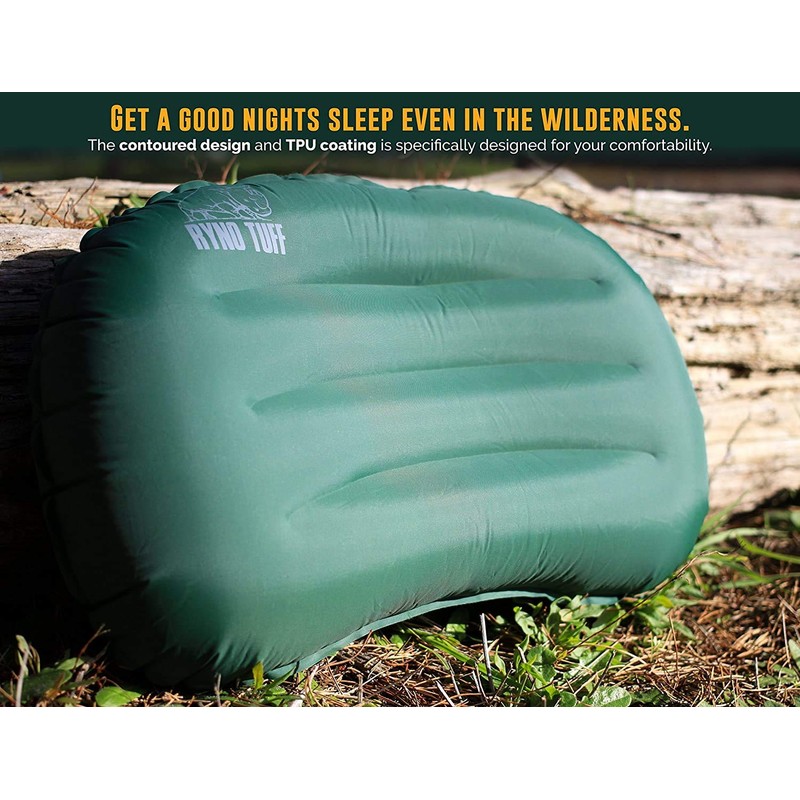 Ryno Tuff Inflatable Outdoor Camping Pillow with Knitted Fabric for