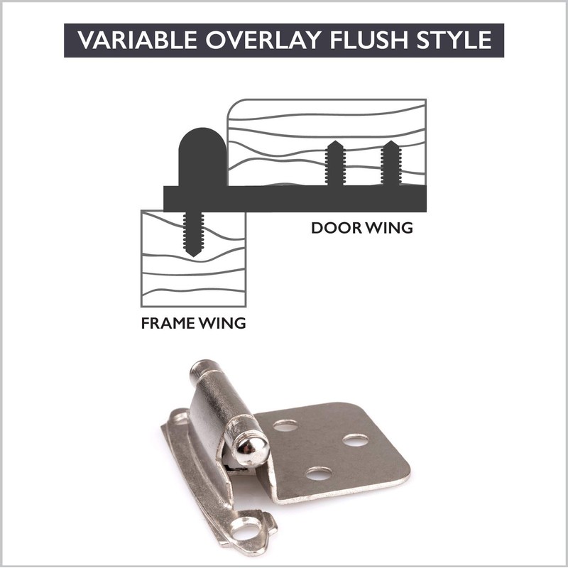 Self Closing Cabinet Hinges Satin Nickel, 50 Pack - Variable