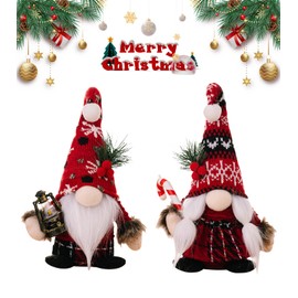 Pack of 2 Christmas Decorative Gnomes, Festive Gifts, Plush Dolls, Decoration, Christmas Gnome Plush Decoration, Faceless Old Man Gnome Doll, House Ornaments for Christmas Dwarf Doll, Home Decorations