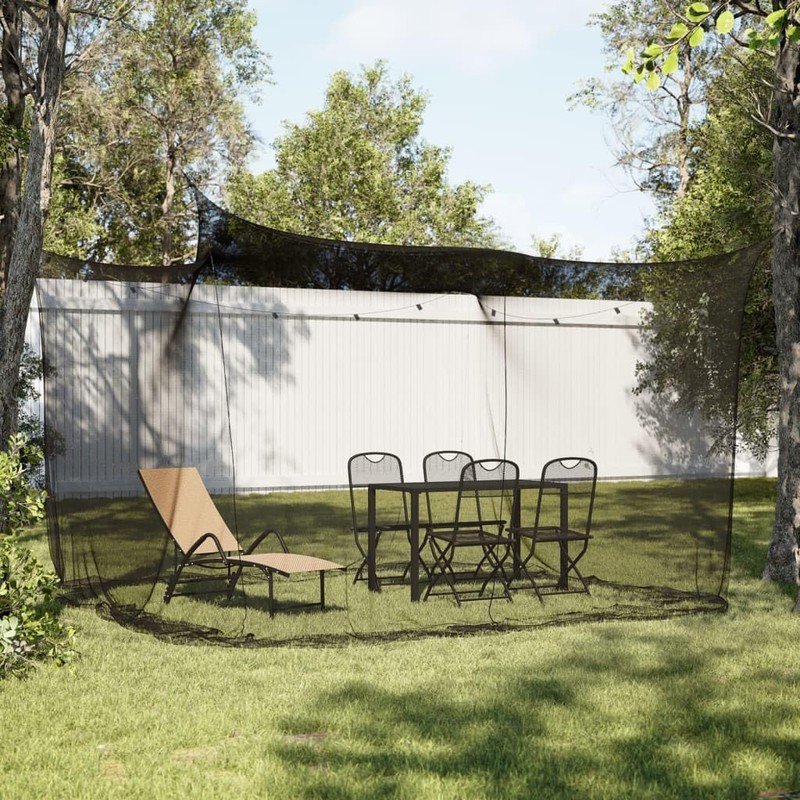 vidaXL Black Rectangular Indoor/Outdoor Mosquito Net - Foldable Polyester Mesh,