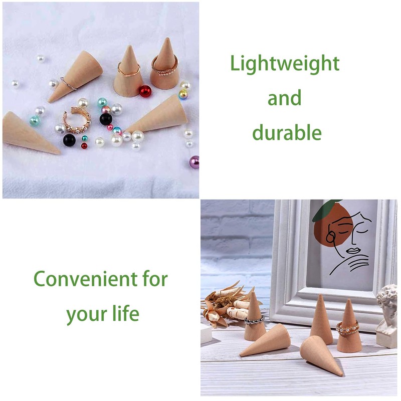 Lcvasvuz 10 Pcs Wooden Ring Display Stand Jewelry Holder Organiser