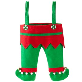 HOLIDAY PEAK Elf Pants Stocking, Solid Design, 20” Long x 10 ½” Wide