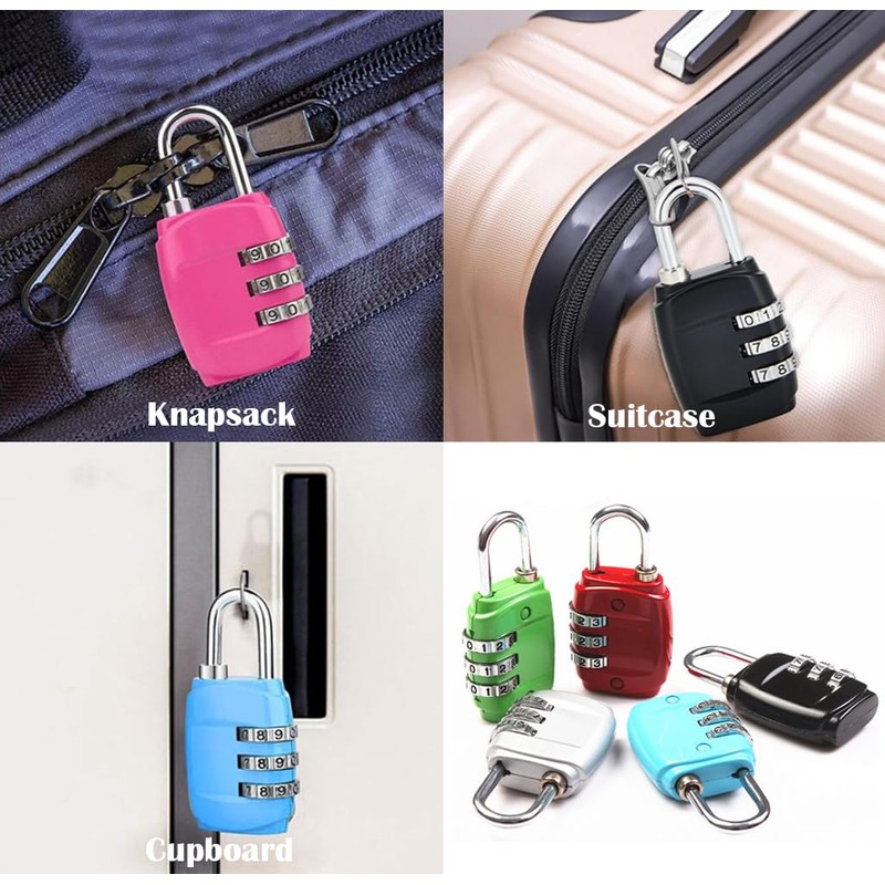 Kellegour 8 Pcs Luggage Locks 3 Digit Combination Padlock,Resettable Code