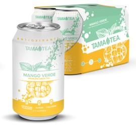 Tama Tea Sparkling Green Tea, MANGO VERDE, Made with Real Fruit & Herbs, 12 Fl Oz Cans, Pack of 12 Green Tea Cans.