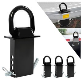 KUAFU 4Pcs Adjustable Trailer Stake Pocket D Ring 5400LBS/ Each Compatible with Standard 2" x 4" Stake Pockets & Flatbed Trucks W/ 1/2" Hitch Pin Powder Coated Black Heavy Duty Steel