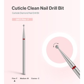 MelodySusie 1.8mm Ball Shape Cuticle Clean Nail Drill Bit 3/32'', Professional Safety Carbide Diamond Under Nail Cleaner for Cuticle Dead Skin Nail Prepare, Beginners Bits, Series Bit-S, Fine