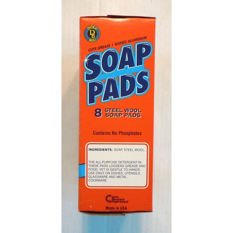 32 Pack Dura Blu Steel Wool Soap Pads 4 Boxes