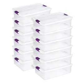 Sterilite 12-Pack 32 Quart ClearView Latch Box, Stackable Organizer Bins with Latching Lids - Clear Plastic Organization Containers for Closet, Bedroom, Shelving Units and Everyday Home Storage