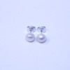 Pearl Earring, 925 Sterling Silver Stud, 7mm Button Shape Freshwater