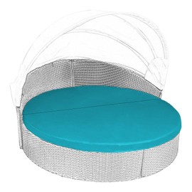 WQZWDFC Splicing 75" Round Daybed Cushion Replacement Cover Breathable Water-resistantOutdoor Patio Furniture Sunbed Half Enclosed Cushion Covers (Peacock Blue)