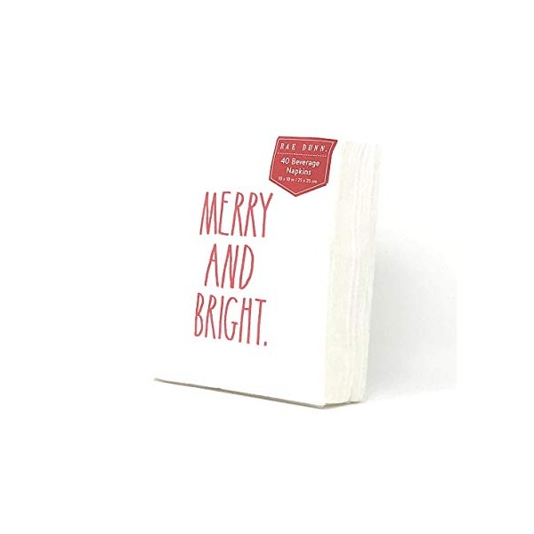 Rae Dunn 40 Count Holiday Christmas Beverage Napkins Merry And