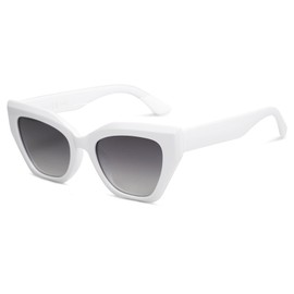 SOJOS Cateye SJ2235 Women's Polarised Square Vintage UV Protection Trendy Retro Fashion Glasses, White