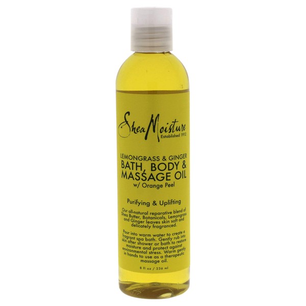SheaMoisture Lemongrass & Pure Ginger Bath, Body & Massage Treatment Oil, Use on Hands, Cuticle, and Dry Skin for Healthier Younger Looking Skin, Restores Moisture - 8 oz