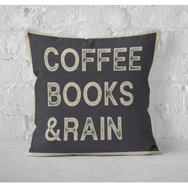 DECOPOW Vintage Style Coffee Decorative Throw Pillow Cover Square 18X18 Inches (coffee books)