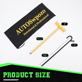 AUTOSwpozo 5th Wheel Pin Puller, 32" Solid Steel Chrome Plated 5th Wheel Puller Hook, Heavy Duty 5th Wheel Puller w/Hook, 1 Pack (Yellow & Black)