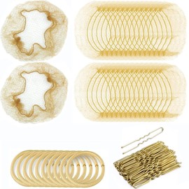Hair Nets for Buns, 30pcs Blonde Invisible Hair Nets with 40pcs Hair Pins & 10pcs Hair Bands, Blonde Hair Net for Girls, Gold U Shape Bobby Pins for Ballet Dancers Nurse Women