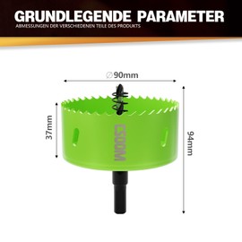 CSOOM 90 mm M42 Bi-Metal Hole Saw Drill Bit for Working in Plasterboard, Plastic, Wood, Thin Metal, Thin Sheet Steel, High Performance Drilling Tool