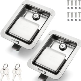 Loclink Truck Tool Box Lock Replacement kit, 2PCS Stainless Steel Paddle Latch Truck Bed Toolbox Handle, Trailer Door, RV, Camper, ATV, UTV, 5.85" L x 4.25" W with Keys